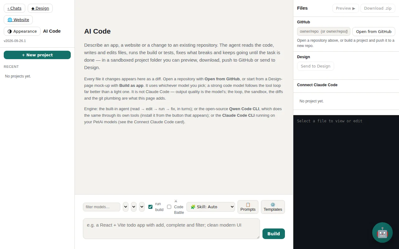 The PetAi AI Code page